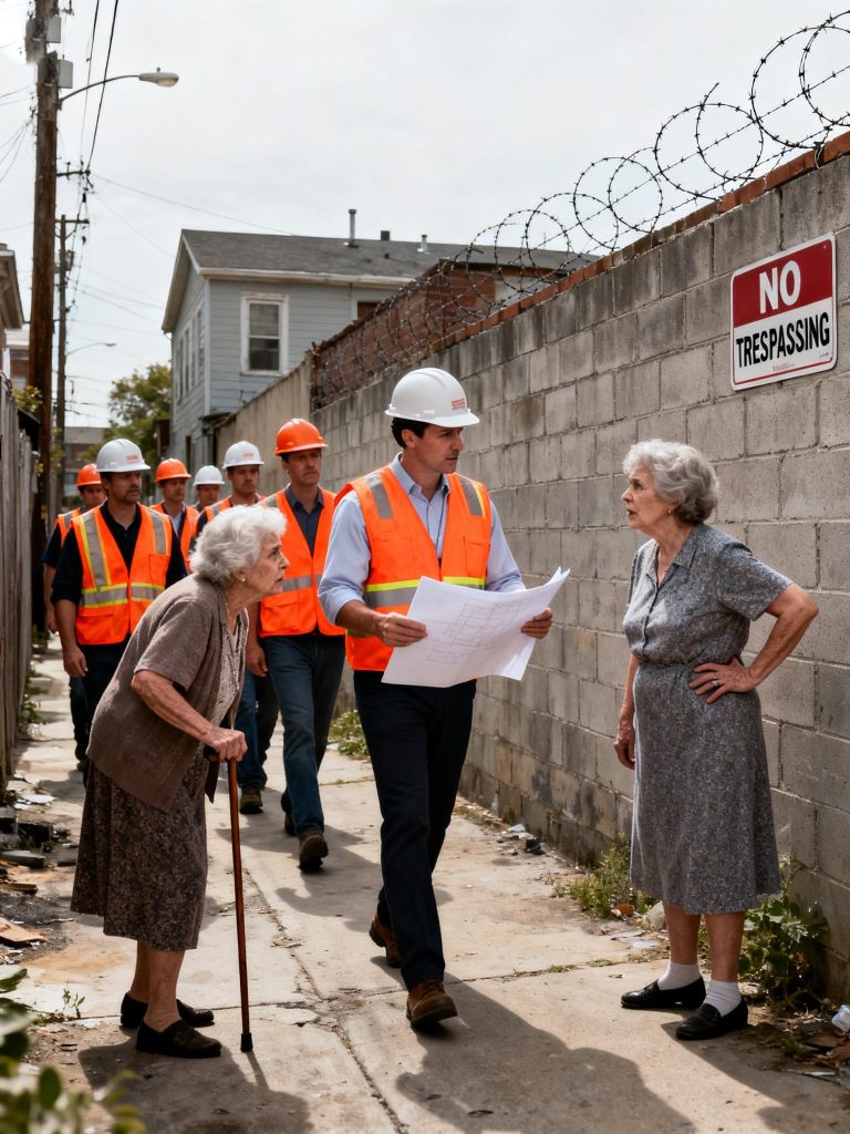 LA VECINA AMARGADA CONSTRUYÓ UN MURO PARA BLOQUEAR EL PASO DE UNA ABUELITA… PERO TODO CAMBIÓ CUANDO LLEGARON LOS INGENIEROS