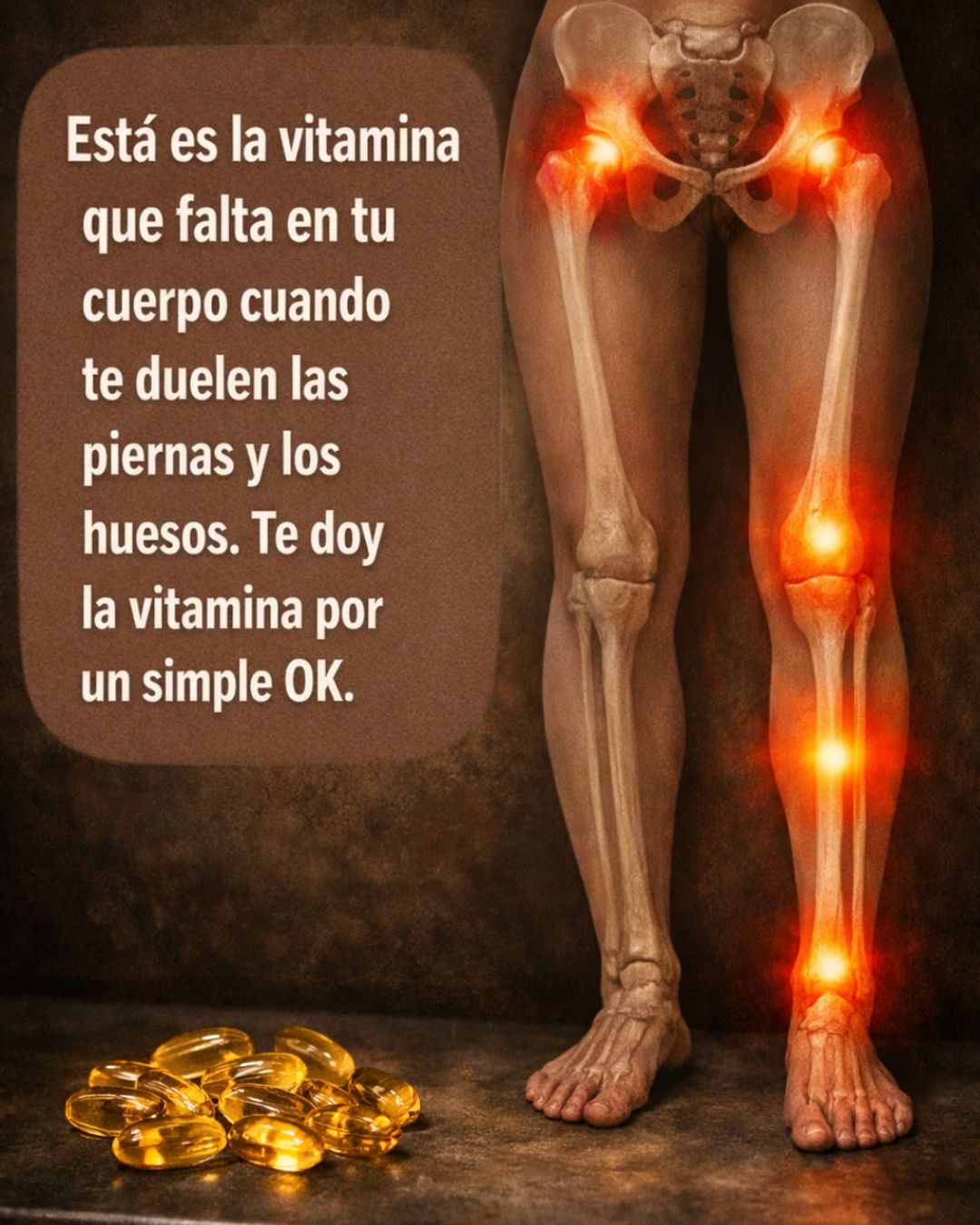 Está es la vitamina que falta en tu cuerpo cuando te duelen las piernas y los huesos. Te doy la vitamina por un simple OK
