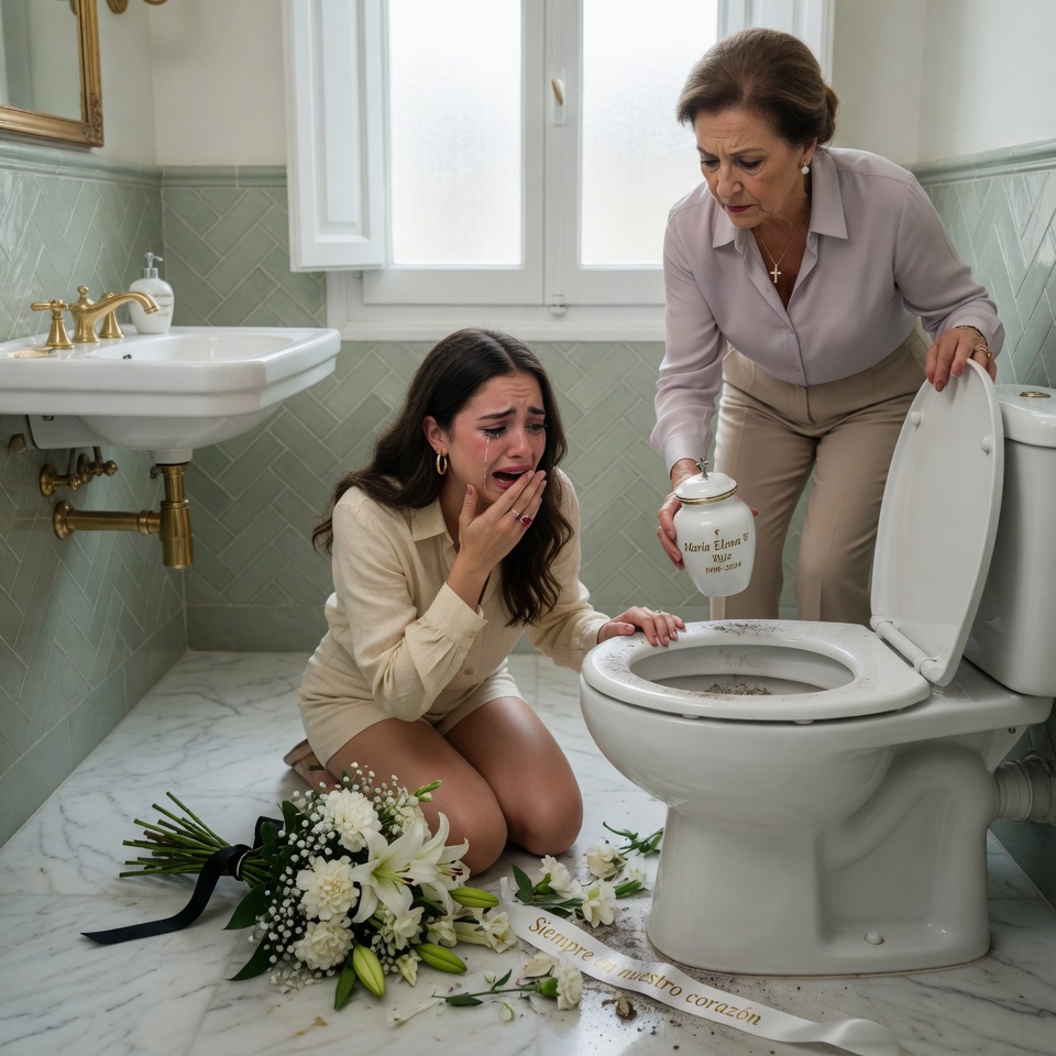 Entré a mi baño principal y vi a mi madre vaciando las cenizas de mi hijo.