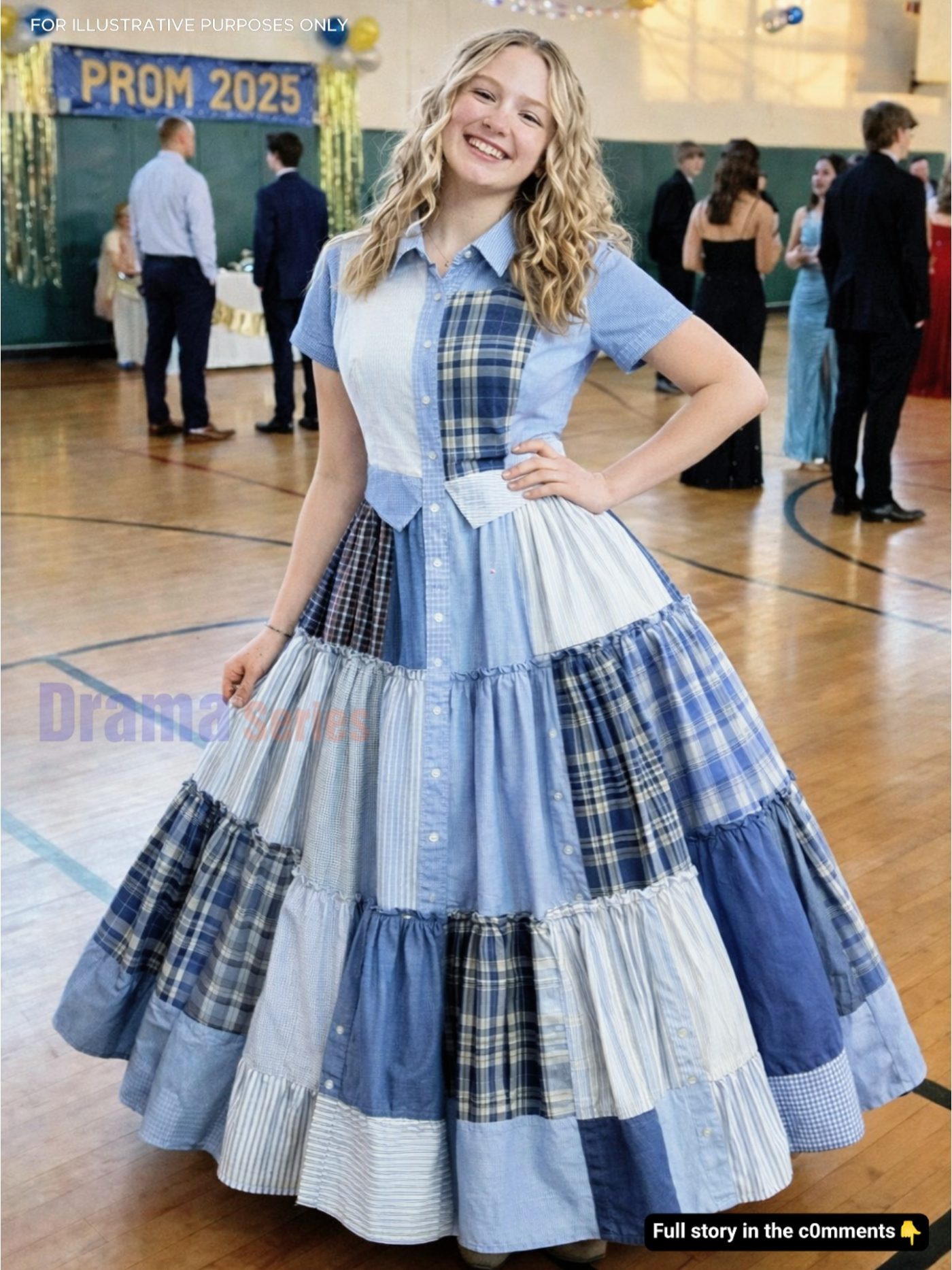 Cosí mi vestido de fiesta de las camisas de trabajo de mi padre: se reían de mí, hasta que el director tomó el micrófono y la habitación se cayó en silencio