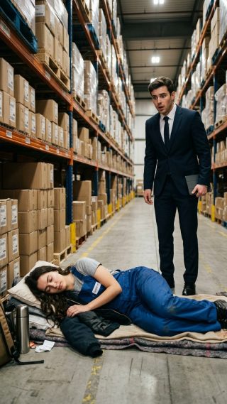 Nadie sabía que la empacadora dormía en la bodega para sobrevivir, hasta que el millonario dueño revisó las cámaras y descubrió un escalofriante secreto